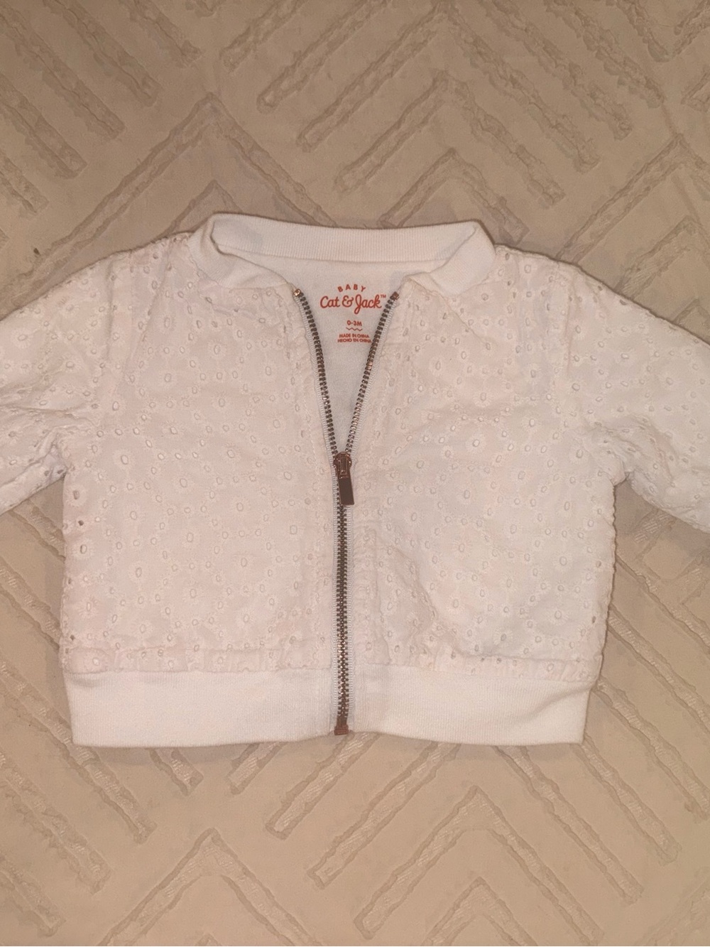 Cat & Jack White Eyelet Zip Jackets